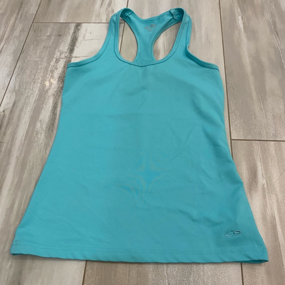 Champion Light Aqua Blue Activewear Racerback Stretch Athletic Top, Size X-Small